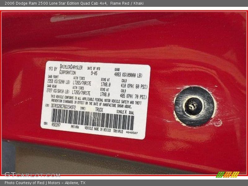 Flame Red / Khaki 2006 Dodge Ram 2500 Lone Star Edition Quad Cab 4x4