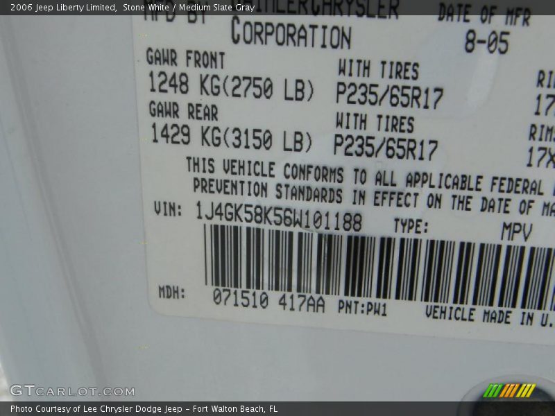 Stone White / Medium Slate Gray 2006 Jeep Liberty Limited