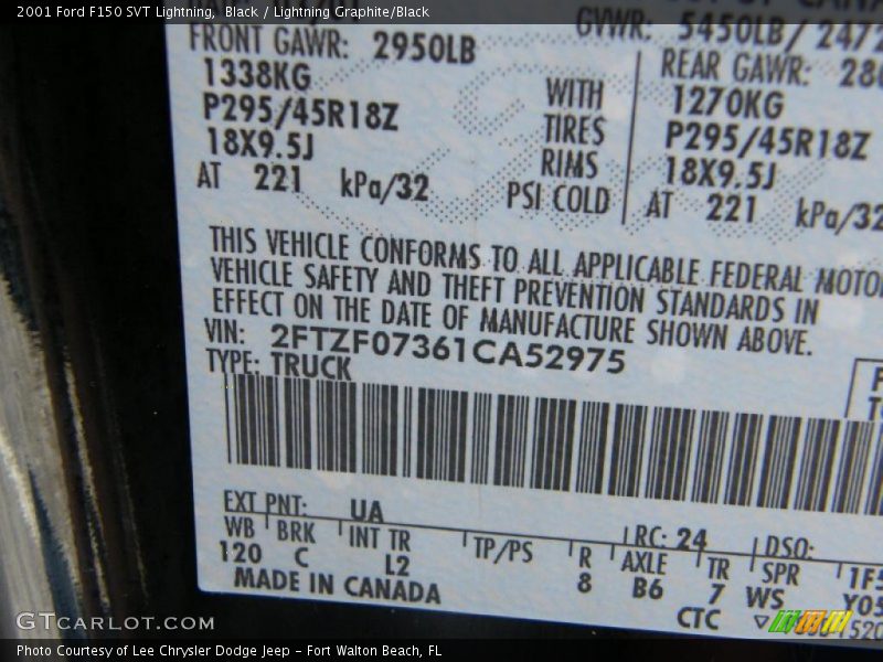 Black / Lightning Graphite/Black 2001 Ford F150 SVT Lightning