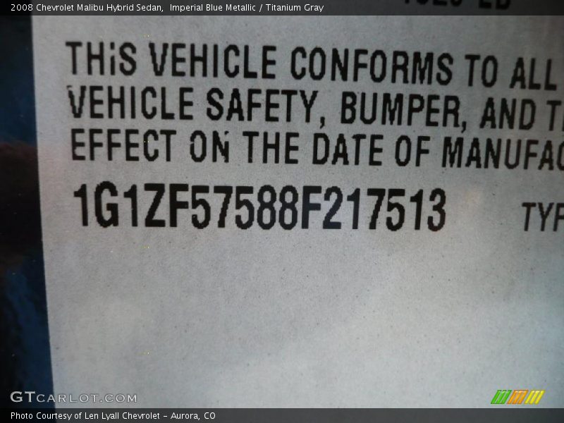 Imperial Blue Metallic / Titanium Gray 2008 Chevrolet Malibu Hybrid Sedan