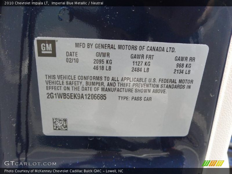 Imperial Blue Metallic / Neutral 2010 Chevrolet Impala LT