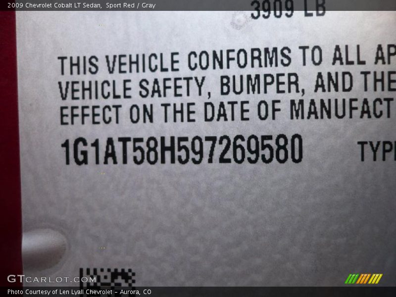 Sport Red / Gray 2009 Chevrolet Cobalt LT Sedan