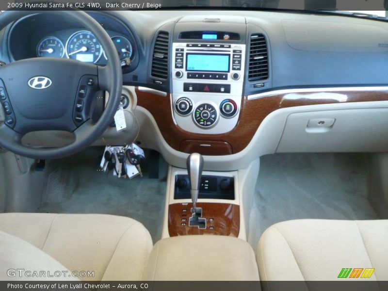 Dark Cherry / Beige 2009 Hyundai Santa Fe GLS 4WD