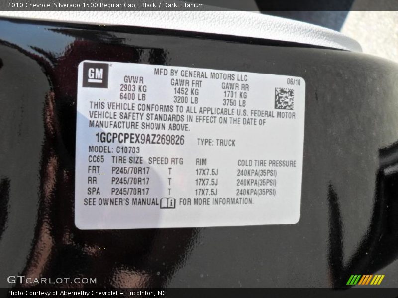 Black / Dark Titanium 2010 Chevrolet Silverado 1500 Regular Cab