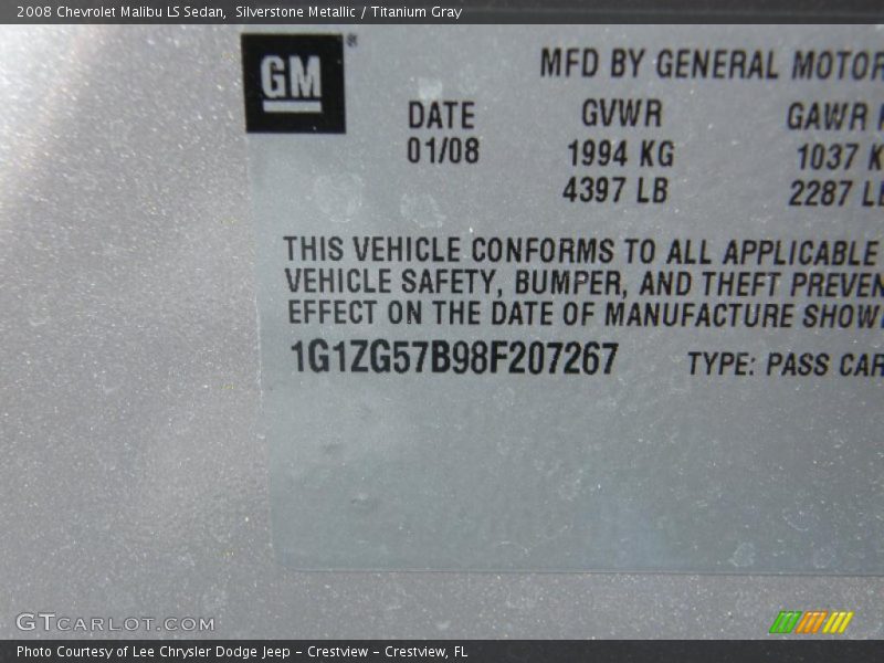 Silverstone Metallic / Titanium Gray 2008 Chevrolet Malibu LS Sedan