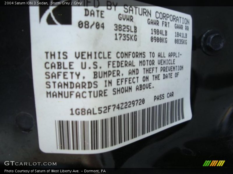 Storm Grey / Grey 2004 Saturn ION 3 Sedan