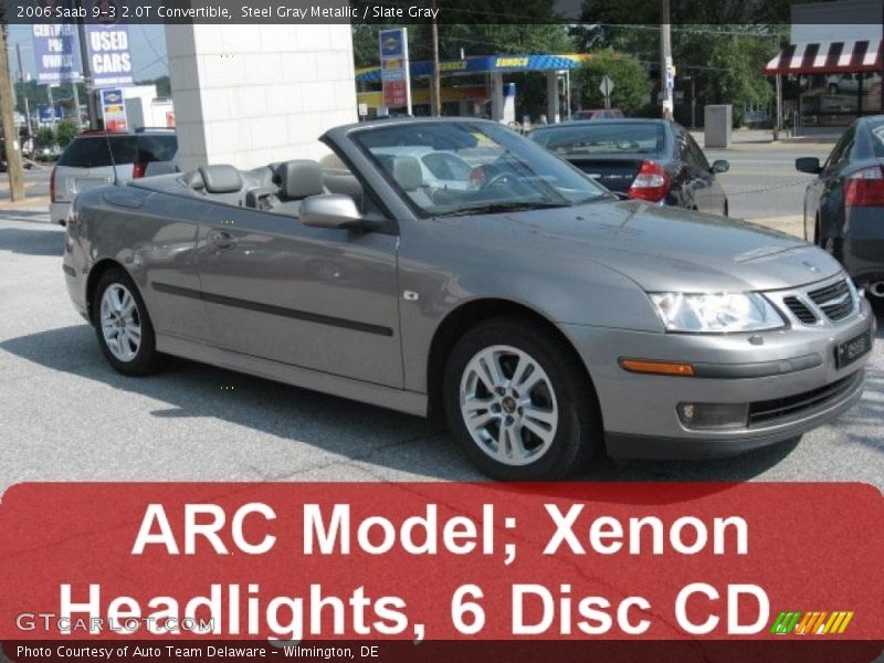 Steel Gray Metallic / Slate Gray 2006 Saab 9-3 2.0T Convertible