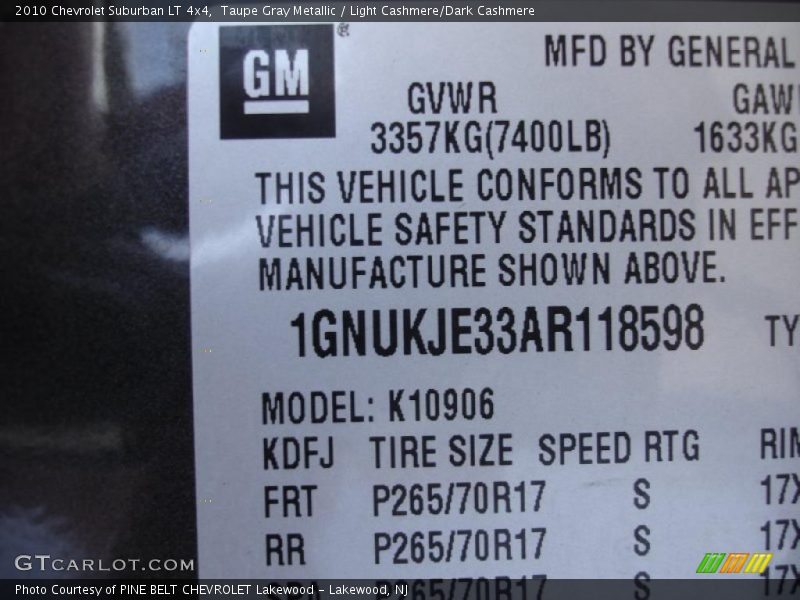 Taupe Gray Metallic / Light Cashmere/Dark Cashmere 2010 Chevrolet Suburban LT 4x4