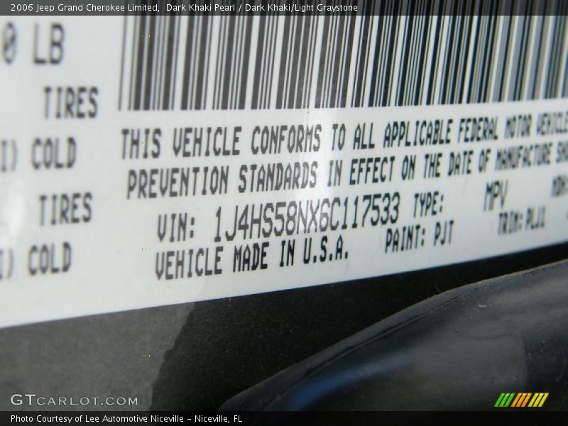 Dark Khaki Pearl / Dark Khaki/Light Graystone 2006 Jeep Grand Cherokee Limited