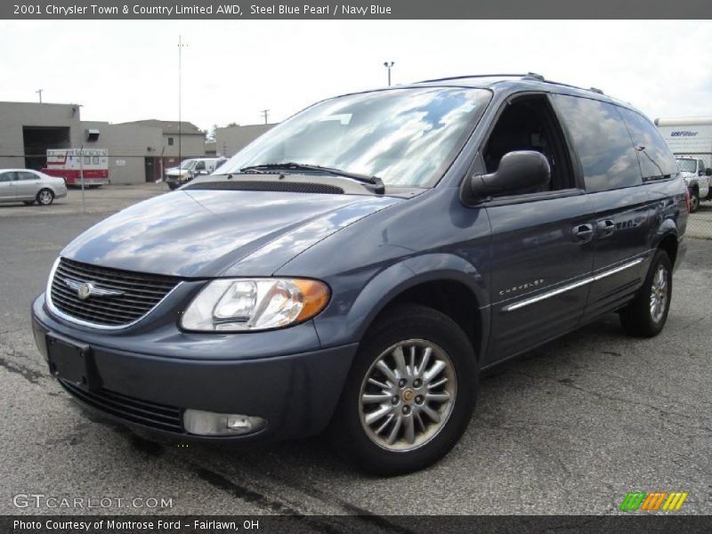 Steel Blue Pearl / Navy Blue 2001 Chrysler Town & Country Limited AWD