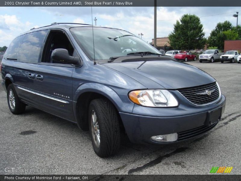 Steel Blue Pearl / Navy Blue 2001 Chrysler Town & Country Limited AWD