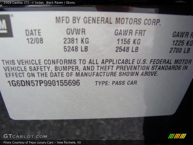 Black Raven / Ebony 2009 Cadillac CTS -V Sedan