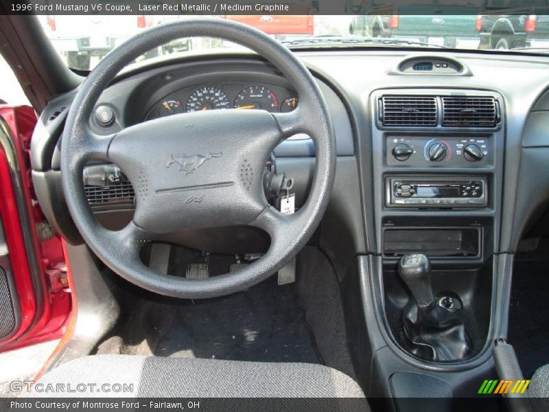 Laser Red Metallic / Medium Graphite 1996 Ford Mustang V6 Coupe