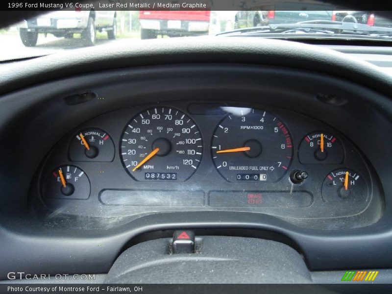 Laser Red Metallic / Medium Graphite 1996 Ford Mustang V6 Coupe