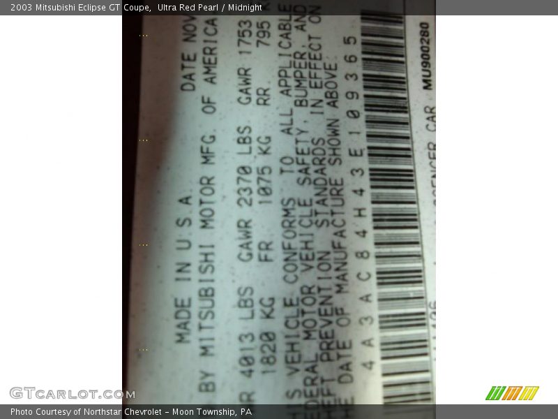 Ultra Red Pearl / Midnight 2003 Mitsubishi Eclipse GT Coupe