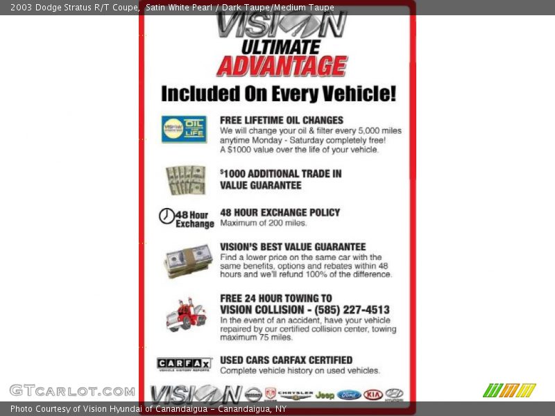 Satin White Pearl / Dark Taupe/Medium Taupe 2003 Dodge Stratus R/T Coupe