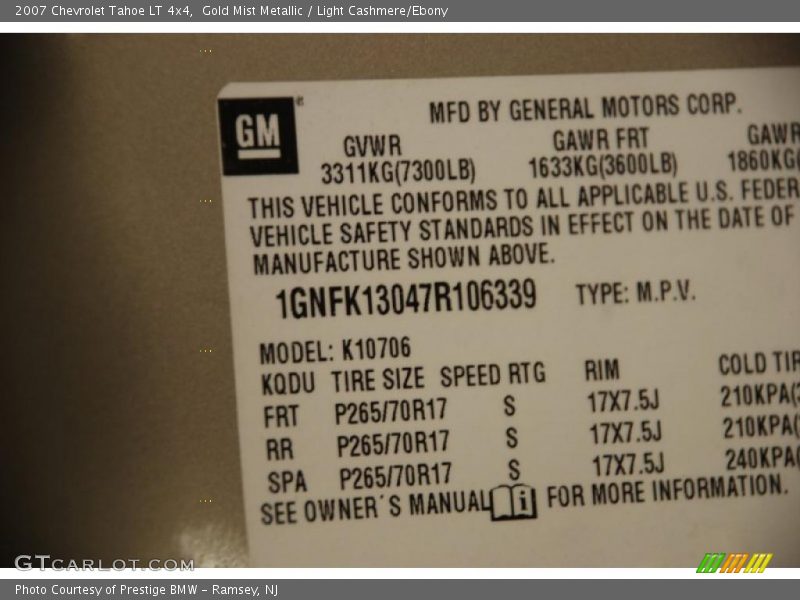 Gold Mist Metallic / Light Cashmere/Ebony 2007 Chevrolet Tahoe LT 4x4