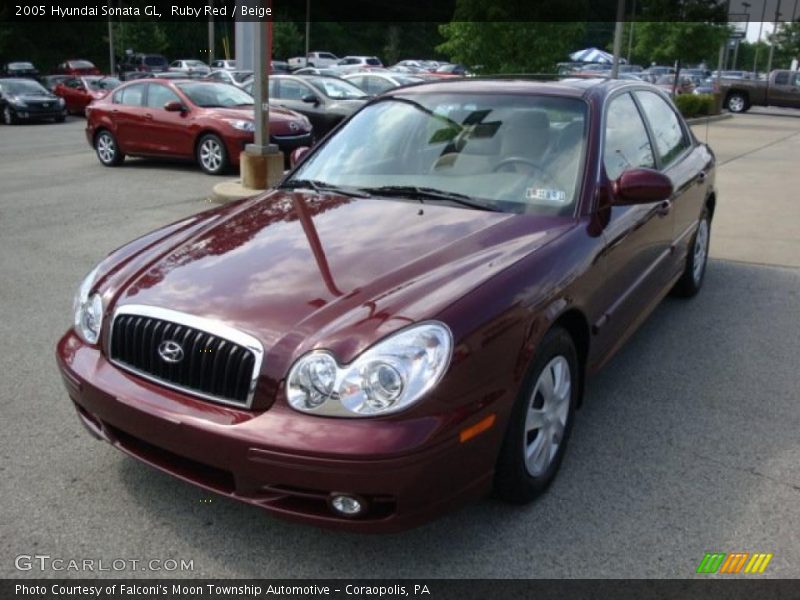 Ruby Red / Beige 2005 Hyundai Sonata GL