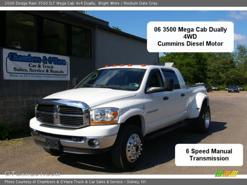 Bright White / Medium Slate Gray 2006 Dodge Ram 3500 SLT Mega Cab 4x4 Dually
