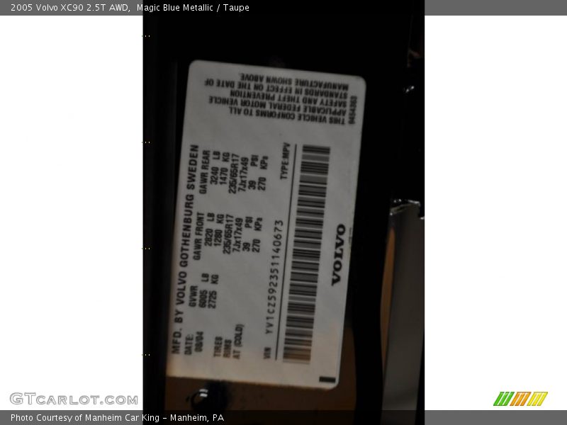 Magic Blue Metallic / Taupe 2005 Volvo XC90 2.5T AWD