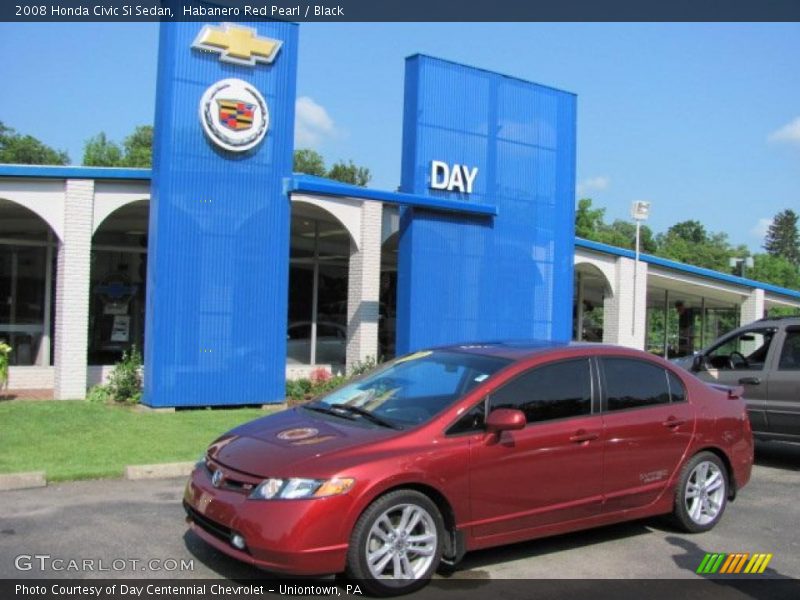 Habanero Red Pearl / Black 2008 Honda Civic Si Sedan
