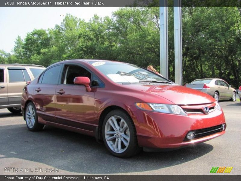 Habanero Red Pearl / Black 2008 Honda Civic Si Sedan