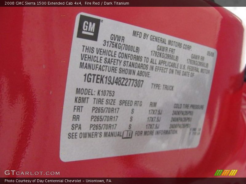 Fire Red / Dark Titanium 2008 GMC Sierra 1500 Extended Cab 4x4