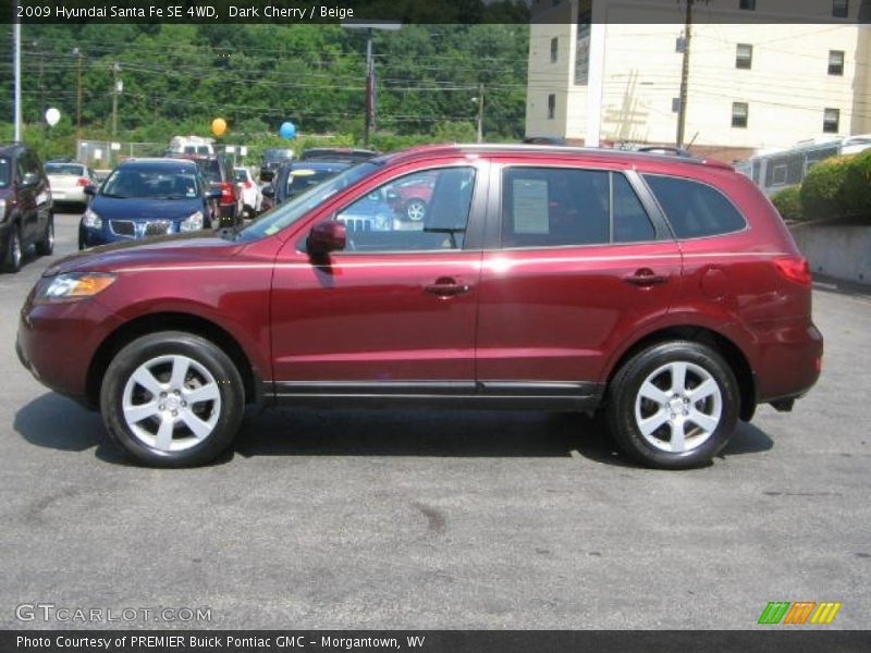 Dark Cherry / Beige 2009 Hyundai Santa Fe SE 4WD