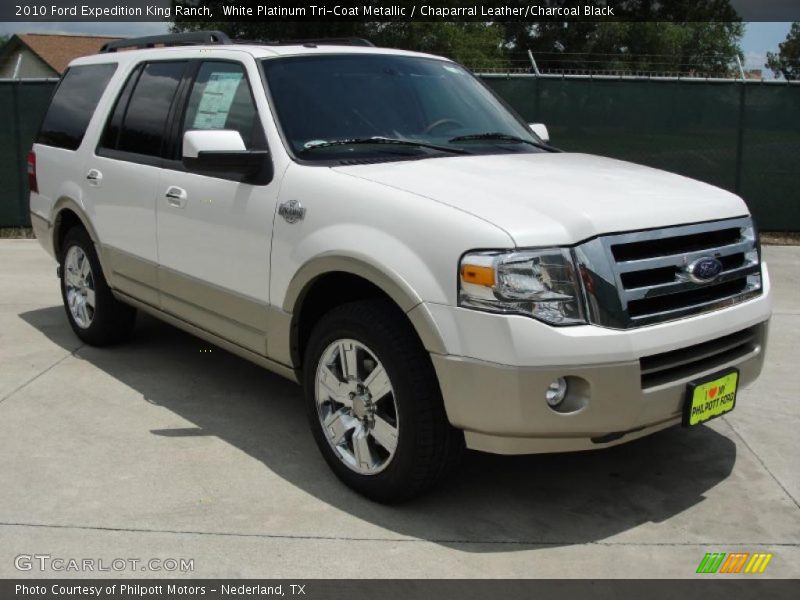 White Platinum Tri-Coat Metallic / Chaparral Leather/Charcoal Black 2010 Ford Expedition King Ranch