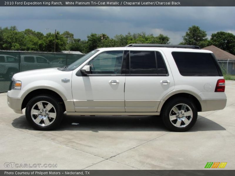 White Platinum Tri-Coat Metallic / Chaparral Leather/Charcoal Black 2010 Ford Expedition King Ranch