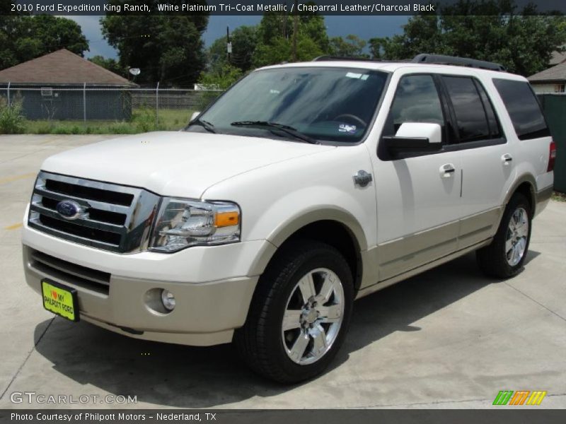 White Platinum Tri-Coat Metallic / Chaparral Leather/Charcoal Black 2010 Ford Expedition King Ranch