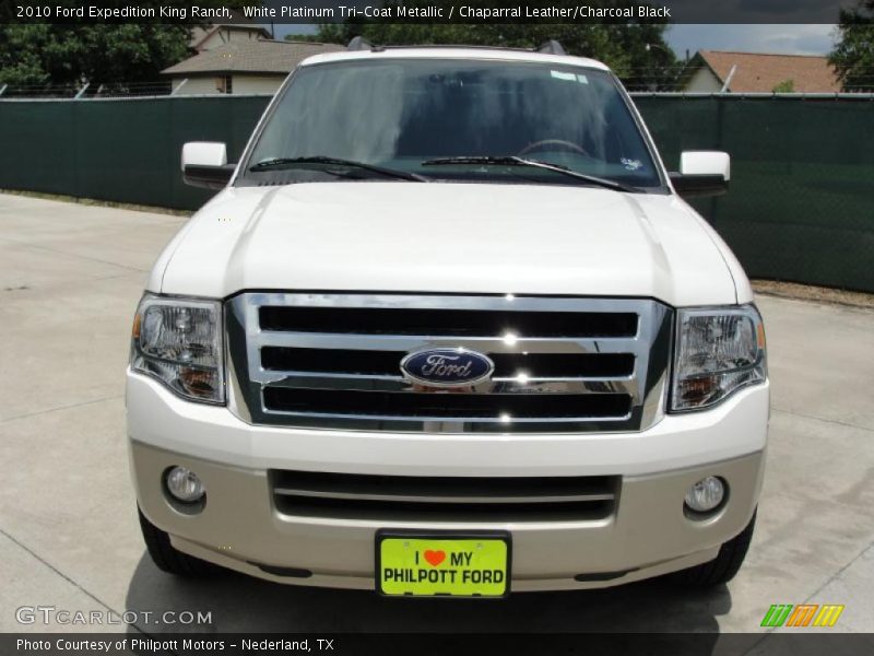 White Platinum Tri-Coat Metallic / Chaparral Leather/Charcoal Black 2010 Ford Expedition King Ranch
