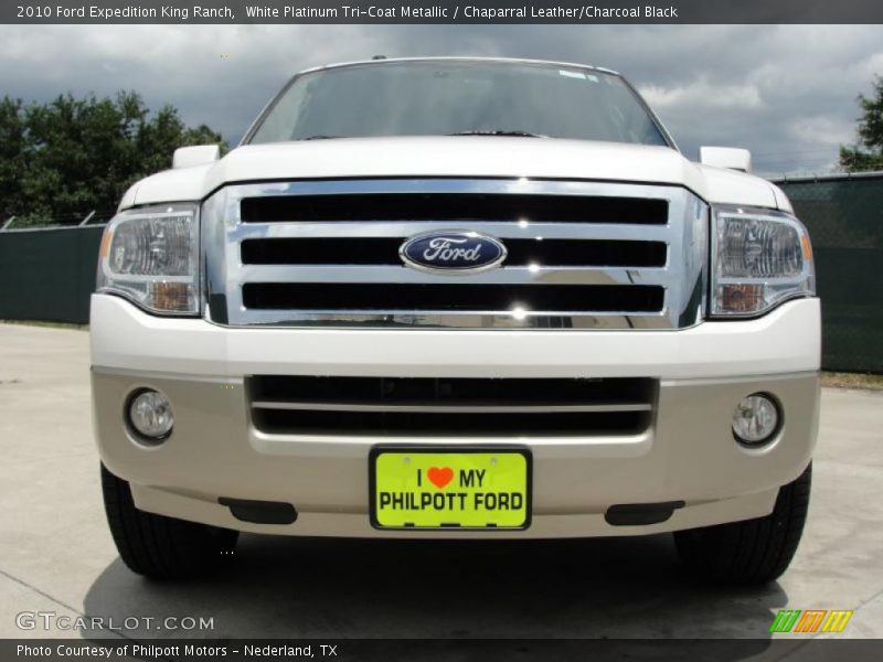 White Platinum Tri-Coat Metallic / Chaparral Leather/Charcoal Black 2010 Ford Expedition King Ranch