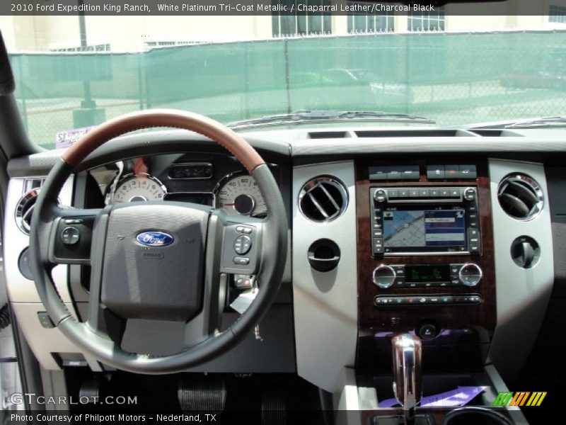 White Platinum Tri-Coat Metallic / Chaparral Leather/Charcoal Black 2010 Ford Expedition King Ranch