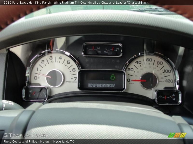 White Platinum Tri-Coat Metallic / Chaparral Leather/Charcoal Black 2010 Ford Expedition King Ranch