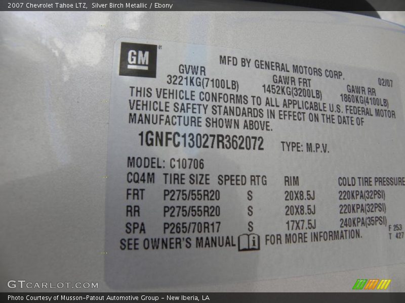 Silver Birch Metallic / Ebony 2007 Chevrolet Tahoe LTZ