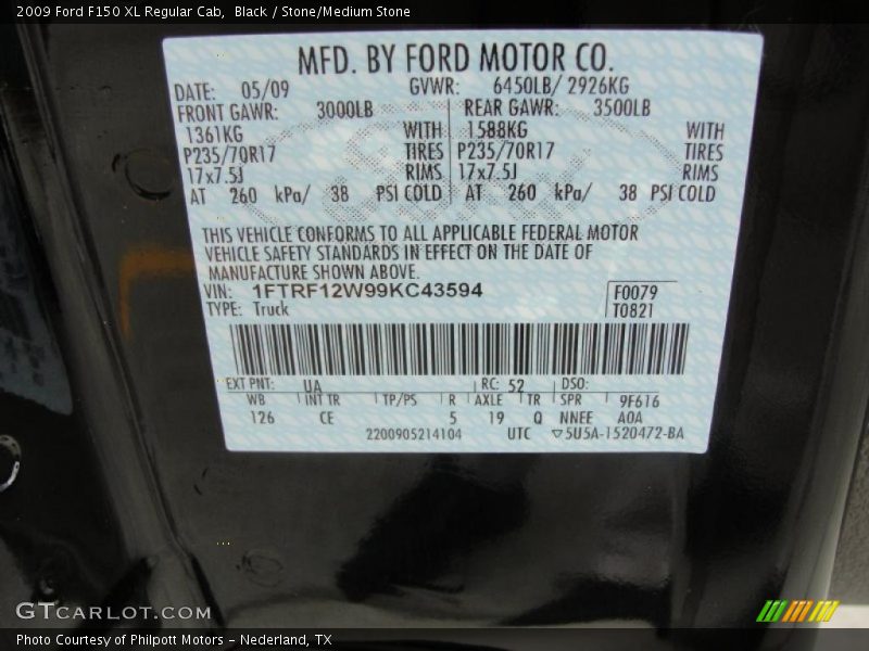 Black / Stone/Medium Stone 2009 Ford F150 XL Regular Cab