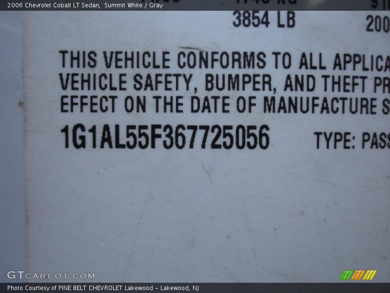 Summit White / Gray 2006 Chevrolet Cobalt LT Sedan