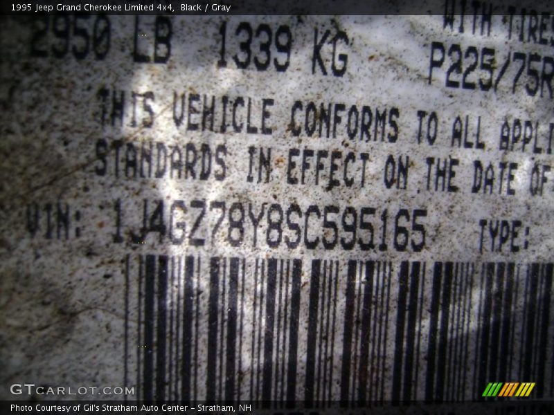 Black / Gray 1995 Jeep Grand Cherokee Limited 4x4