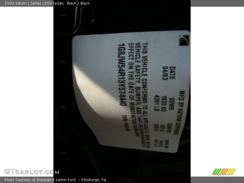 Black / Black 2003 Saturn L Series L300 Sedan