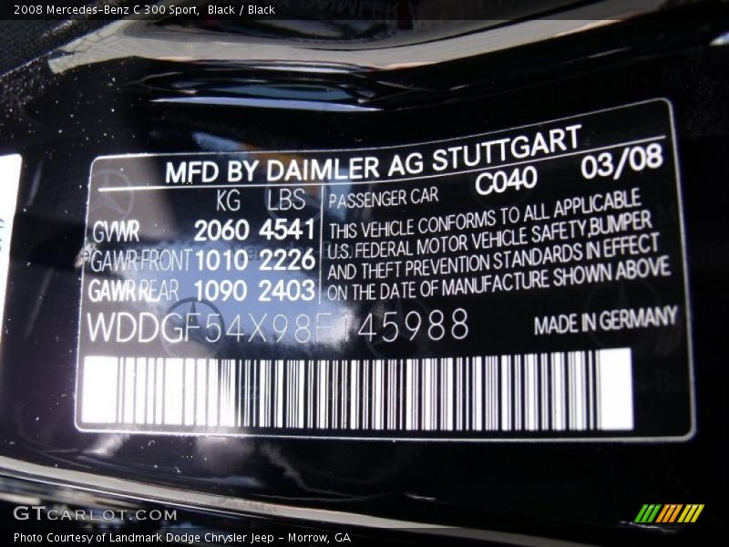 Black / Black 2008 Mercedes-Benz C 300 Sport