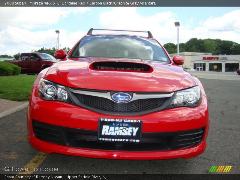 Lightning Red / Carbon Black/Graphite Gray Alcantara 2008 Subaru Impreza WRX STi