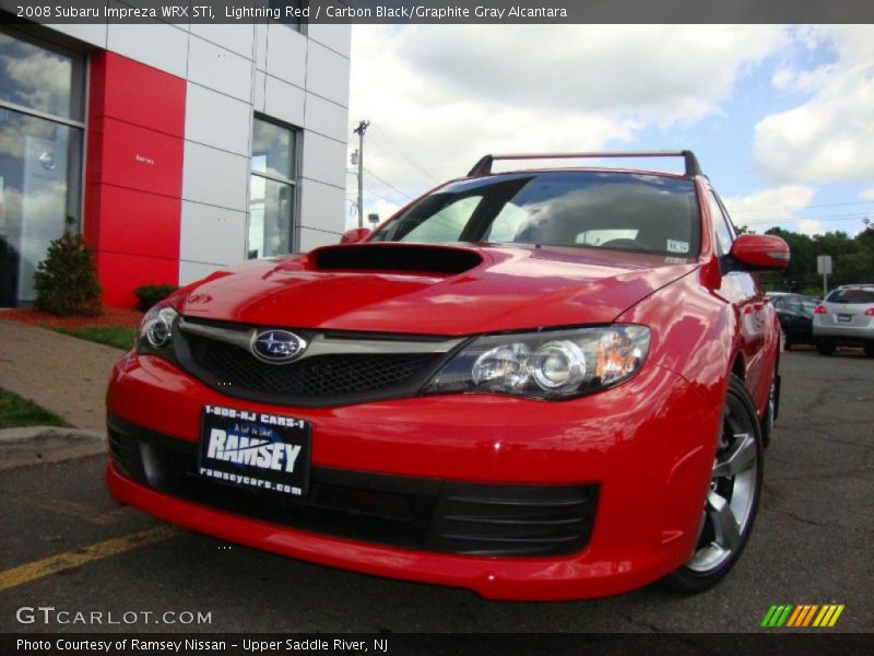 Lightning Red / Carbon Black/Graphite Gray Alcantara 2008 Subaru Impreza WRX STi