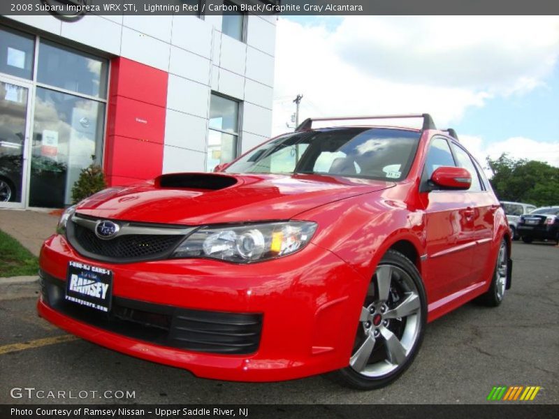 Lightning Red / Carbon Black/Graphite Gray Alcantara 2008 Subaru Impreza WRX STi