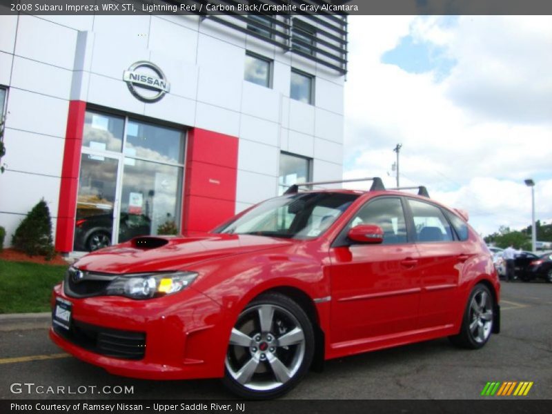 Lightning Red / Carbon Black/Graphite Gray Alcantara 2008 Subaru Impreza WRX STi