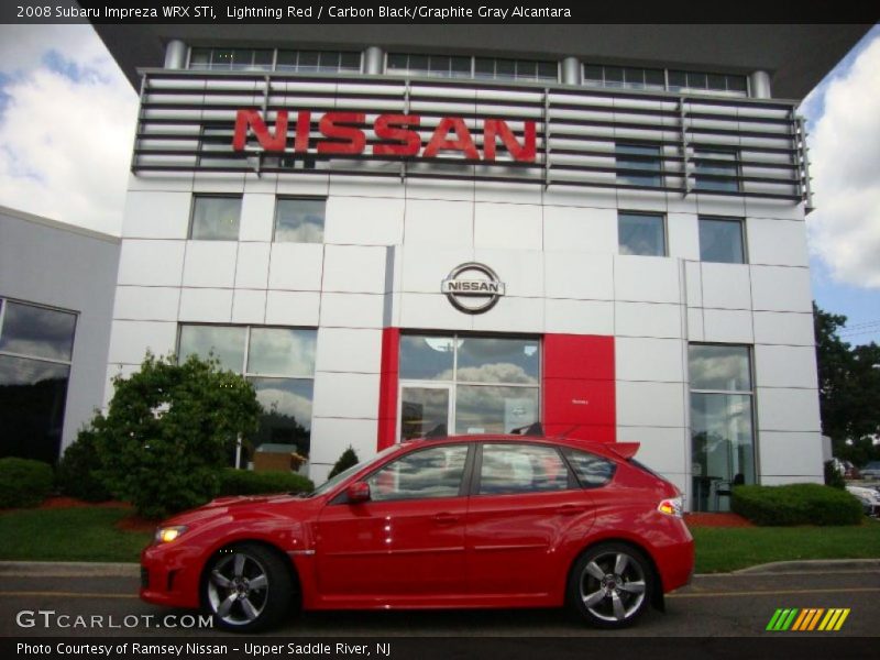 Lightning Red / Carbon Black/Graphite Gray Alcantara 2008 Subaru Impreza WRX STi