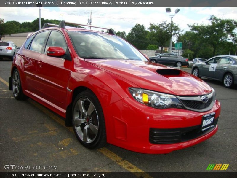 Lightning Red / Carbon Black/Graphite Gray Alcantara 2008 Subaru Impreza WRX STi