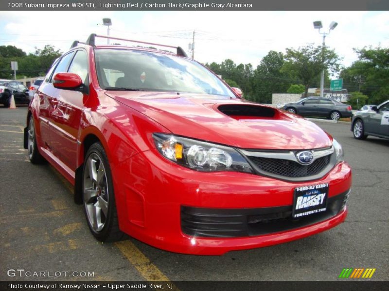 Lightning Red / Carbon Black/Graphite Gray Alcantara 2008 Subaru Impreza WRX STi