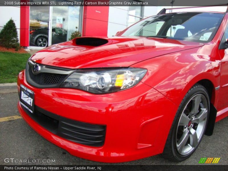 Lightning Red / Carbon Black/Graphite Gray Alcantara 2008 Subaru Impreza WRX STi