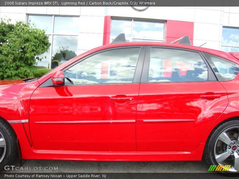Lightning Red / Carbon Black/Graphite Gray Alcantara 2008 Subaru Impreza WRX STi